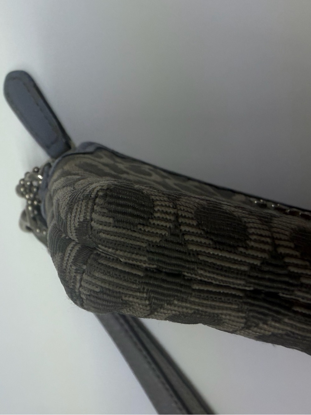Coach Gray Wristlet with Leather Trim - Picture 6 of 8
